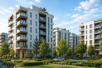 Bâtiment Résidentiel avec un parc vert